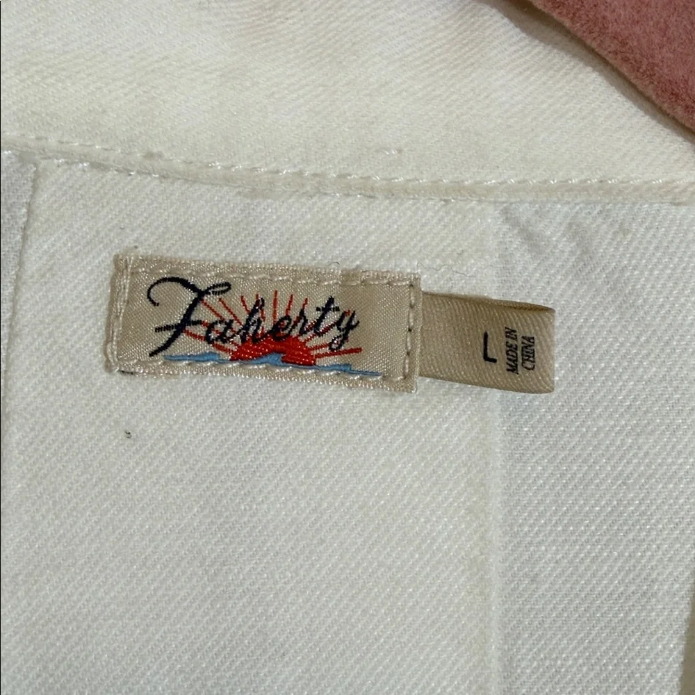 Faherty Larkspur Utility Jacket Size L Ivory White Lightweight - Picture 4 of 12